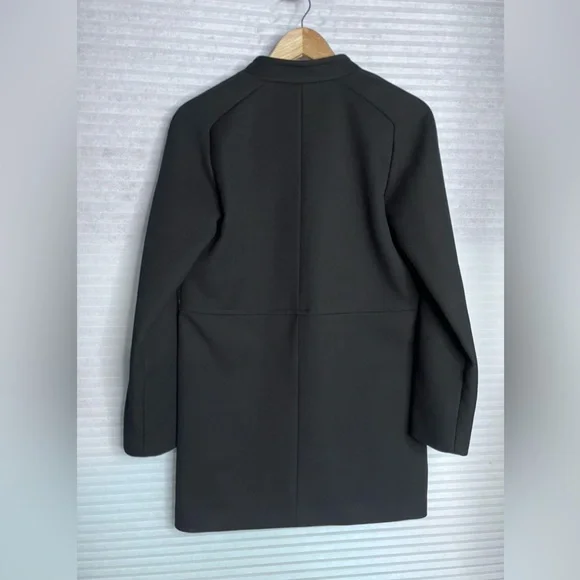 H&M short wool-blend coat women size 4 black long sleeve lined - Picture 2 of 14